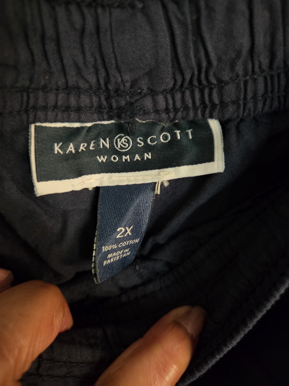 Karen Scott Navy Drawstring Capris with Pockets - Picture 3 of 6